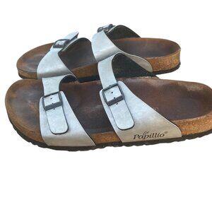Birkenstock‎ Papillio Sydney Silver Metallic Sandal Double Strap Women EU42/US11